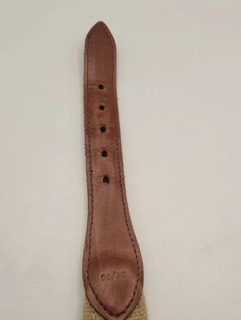 The Belted Cow Company Leather & Blue Belt with Boats Brass Buckle Size 36